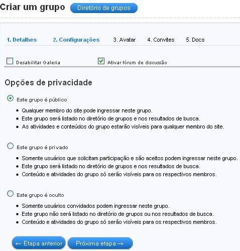 Criando grupos